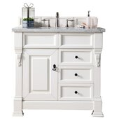  Brookfield 36'' W Bright White Single Sink Bath Vanity with 3cm (1-3/8'') Thick Carrara Marble Top