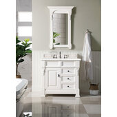 Brookfield 36'' W Bright White Single Sink Bath Vanity with 3cm (1-3/8'') Thick Eternal Serena Quartz Top