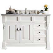  Brookfield 48'' W Bright White Single Sink Bath Vanity with 3cm (1-1/5'') Thick Carrara Marble Top