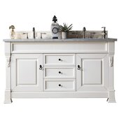  Brookfield 60'' W Bright White Double Vanity with 3cm (1-3/8'') Thick Carrara Marble Top