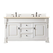  Brookfield 60'' W Bright White Double Vanity with 3cm (1-3/8'') Thick Eternal Serena Quartz Top