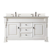  Brookfield 60'' W Bright White Double Vanity with 3cm (1-3/8'') Thick Jasmine Pearl Quartz Top