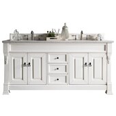  Brookfield 72'' W Bright White Double Vanity with 3cm (1-1/5'') Thick Carrara Marble Top