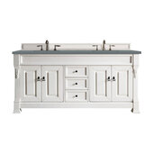  Brookfield 72'' Double Vanity in Bright White with 3cm (1-3/8'') Thick Cala Blue Quartz Top and Rectangle Undermount Sinks