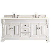  Brookfield 72'' W Bright White Double Vanity with 3cm (1-3/8'') Thick Eternal Marfil Quartz Top