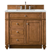  Bristol 36'' Single Vanity in Saddle Brown with 3cm (1-3/8'') Thick Ethereal Noctis Quartz Top and Rectangle Undermount Sink