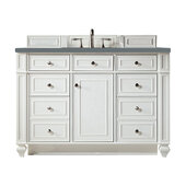  Bristol 48'' Single Vanity in Bright White with 3cm (1-3/8'') Thick Cala Blue Quartz Top and Rectangle Undermount Sink