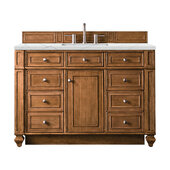  Bristol 48'' Single Vanity in Saddle Brown with 3cm (1-3/8'') Thick Ethereal Noctis Quartz Top and Rectangle Undermount Sink