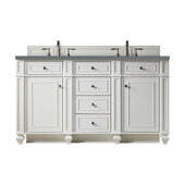  Bristol 60'' Double Vanity in Bright White with 3cm (1-3/8'') Thick Cala Blue Quartz Top and Rectangle Undermount Sinks