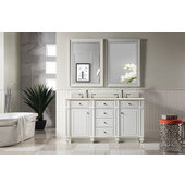  Bristol 60'' Double Bathroom Vanity, Bright White with 3 cm Eternal Marfil Quartz Top, 60'' W x 23-1/2'' D x 34'' H