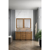  Bristol 60'' Double Bathroom Vanity, Saddle Brown with 3 cm Arctic Fall Solid Surface Top, 60'' W x 23-1/2'' D x 34'' H