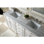  Bristol 72'' Double Bathroom Vanity, Bright White with 3 cm Arctic Fall Solid Surface Top, 72'' W x 23-1/2'' D x 34'' H