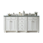  Bristol 72'' Double Vanity in Bright White with 3cm (1-3/8'') Thick Cala Blue Quartz Top and Rectangle Undermount Sinks