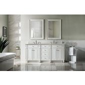  Bristol 72'' Double Bathroom Vanity, Bright White with 3 cm Eternal Serena Quartz Top, 72'' W x 23-1/2'' D x 34'' H