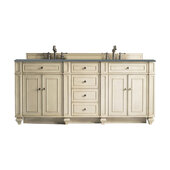  Bristol 72'' Double Vanity in Vintage Vanilla with 3cm (1-3/8'') Thick Cala Blue Quartz Top and Rectangle Undermount Sinks