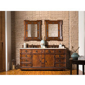  Regent 72'' Double Vanity, English Burl Finish w/ Galala Beige Marble Top & Antique Brass Hardware 