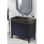  Linear 36'' Single Bathroom Vanity Cabinet in Victory Blue Finish with Solid Surface Top and Sink in Glossy Dark Gray