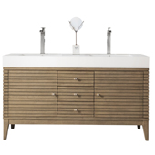  Linear 59'' Double Bathroom Vanity Cabinet Only in Whitewashed Walnut Finish