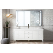  Linear 72'' Single Bathroom Vanity Cabinet in Glossy White Finish with Solid Surface Top and Sink in Glossy Dark Gray