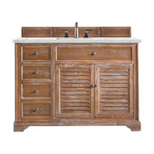  Savannah 48'' Single Vanity Cabinet in Driftwood with 3cm (1-3/8'') Thick Ethereal Noctis Quartz Top and Rectangle Sink