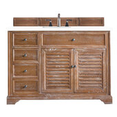  Savannah 48'' Single Vanity Cabinet in Driftwood w/ 3cm (1-3/8'') Thick White Zeus Quartz Top, 48'' W x 23-1/2'' D x 34-5/16'' H