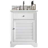  Savannah 26'' Single Vanity Cabinet in Bright White with 3cm (1-3/8'') Thick Ethereal Noctis Quartz Top and Rectangle Sink