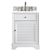  Savannah 26'' Single Vanity Cabinet in Bright White w/ 3cm (1-3/8'') Thick White Zeus Quartz Top, 26'' W x 23-1/2'' D x 34-5/16'' H
