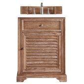  Savannah 26'' Single Vanity Cabinet in Driftwood w/ 3cm (1-3/8'') Thick White Zeus Quartz Top, 26'' W x 23-1/2'' D x 34-5/16'' H