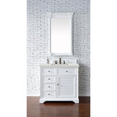  Savannah 36'' Single Vanity Cabinet Bright White with 3cm Grey Jasmine Pearl Quartz Top w/ Sink