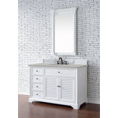  Savannah 48'' Single Vanity Cabinet Bright White with 3cm Eternal Serena Quartz Top w/ Sink