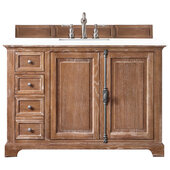  Providence 48'' Single Vanity Cabinet in Driftwood w/ 3cm (1-3/8'') Thick White Zeus Quartz Top, 48'' W x 23-1/2'' D x 34-5/16'' H