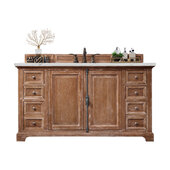  Providence 60'' Single Vanity Cabinet in Driftwood with 3cm (1-3/8'') Thick Ethereal Noctis Quartz Top and Rectangle Sink