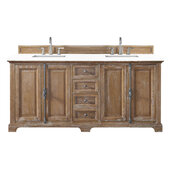 Providence 72'' Double Vanity Cabinet in Driftwood w/ 3cm (1-3/8'') Thick White Zeus Quartz Top, 72'' W x 23-1/2'' D x 34-5/16'' H