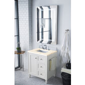  Copper Cove Encore 30'' Single Bathroom Vanity Set in Bright White Finish with 1-1/5'' Eternal Marfil Quartz Top and Sink