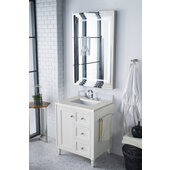  Copper Cove Encore 30'' Single Bathroom Vanity Set in Bright White Finish with 1-1/5'' Eternal Serena Quartz Top and Sink