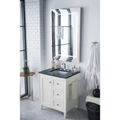  Copper Cove Encore 30'' Single Bathroom Vanity Set in Bright White Finish with 1-3/8'' Charcoal Soapstone Quartz Top and Sink