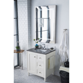  Copper Cove Encore 30'' Single Bathroom Vanity Set in Bright White Finish with 1-3/8'' Grey Expo Quartz Top and Sink