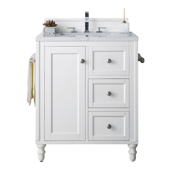  Copper Cove Encore 30'' Single Bathroom Vanity Set in Bright White Finish with 1-1/5'' Arctic Fall Solid Surface Top and Sink