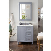  Copper Cove Encore 30'' Single Vanity in Silver Gray w/ 3cm (1-3/8'') Thick White Zeus Quartz Top, 30'' W x 23-1/2'' D x 36-5/16'' H