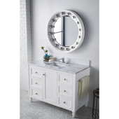 Copper Cove Encore 48'' Single Bathroom Vanity Set in Bright White Finish with 1-1/5'' Carrara Marble Top and Sink