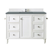  Copper Cove Encore 48'' Single Vanity in Bright White with 3cm (1-3/8'') Thick Cala Blue Quartz Countertop and Rectangle Sink