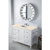  Copper Cove Encore 48'' Single Bathroom Vanity Set in Bright White Finish with 1-1/5'' Eternal Marfil Quartz Top and Sink