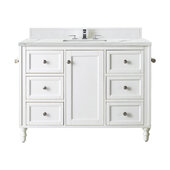  Copper Cove Encore 48'' Single Vanity in Bright White w/ 3cm (1-3/8'') Thick Ethereal Noctis Quartz Countertop and Rectangle Sink