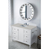  Copper Cove Encore 48'' Single Bathroom Vanity Set in Bright White Finish with 1-1/5'' Eternal Serena Quartz Top and Sink