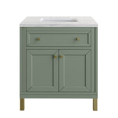  Chicago 30'' Single Vanity in Smokey Celadon with 3cm (1-3/8'') Thick Arctic Fall Top and Rectangle Undermount Sink