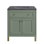  Chicago 30'' Single Vanity in Smokey Celadon with 3cm (1-3/8'') Thick Charcoal Soapstone Top and Rectangle Undermount Sink