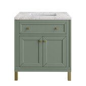  Chicago 30'' Single Vanity in Smokey Celadon with 3cm (1-3/8'') Thick Eternal Jasmine Pearl Top and Rectangle Undermount Sink