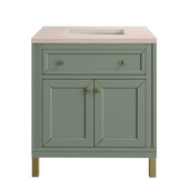  Chicago 30'' Single Vanity in Smokey Celadon with 3cm (1-3/8'') Thick Eternal Marfil Top and Rectangle Undermount Sink