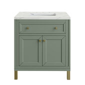  Chicago 30'' Single Vanity in Smokey Celadon with 3cm (1-3/8'') Thick Ethereal Noctis Top and Rectangle Undermount Sink