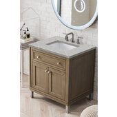  Chicago 30'' Single Bathroom Vanity Set in Whitewashed Walnut Finish with 1-3/8'' Eternal Serena Quartz Top and Sink